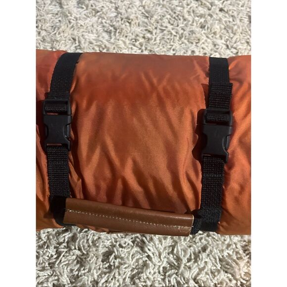 Pendleton Roll Up 100% Wool Nylon Backed Camp Picnic Blanket Red & Yellow Plaid - Picture 5 of 14